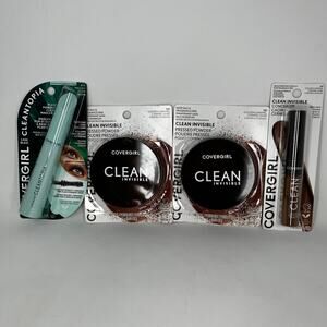 NEW Covergirl Clean Invisible Pressed Powder, Concealer, Golden Caramel, Mascara
